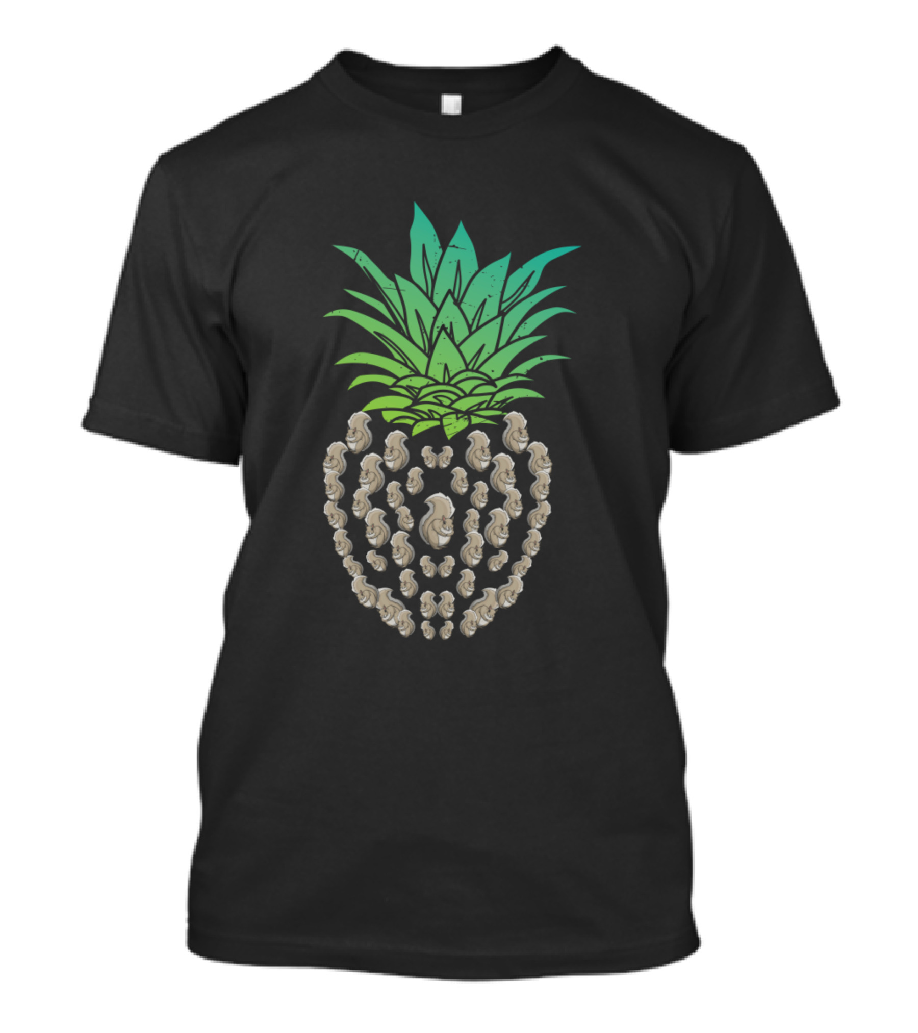 Animal Cute Squirrel Patterned Tropical Pineapple T-Shirt