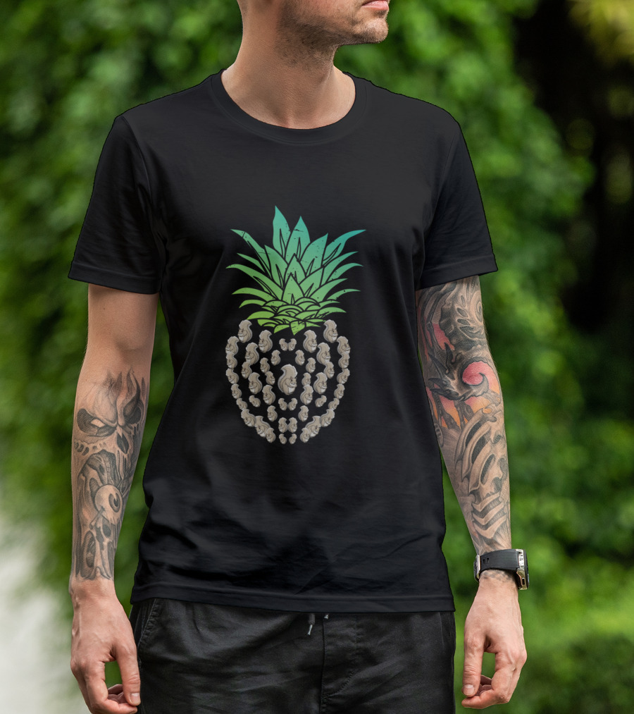 Animal Cute Squirrel Patterned Tropical Pineapple T-Shirt