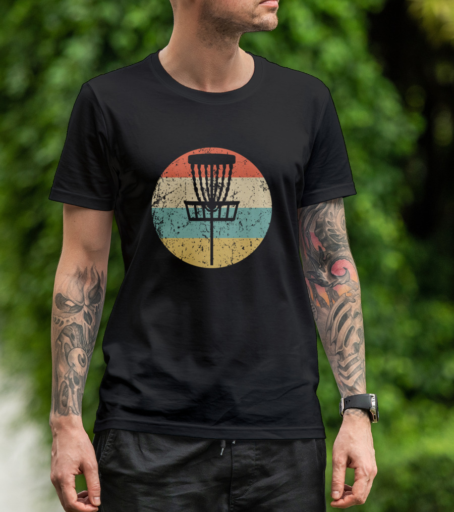 Retro Disc Golf Basket Stripe Circle T-Shirt