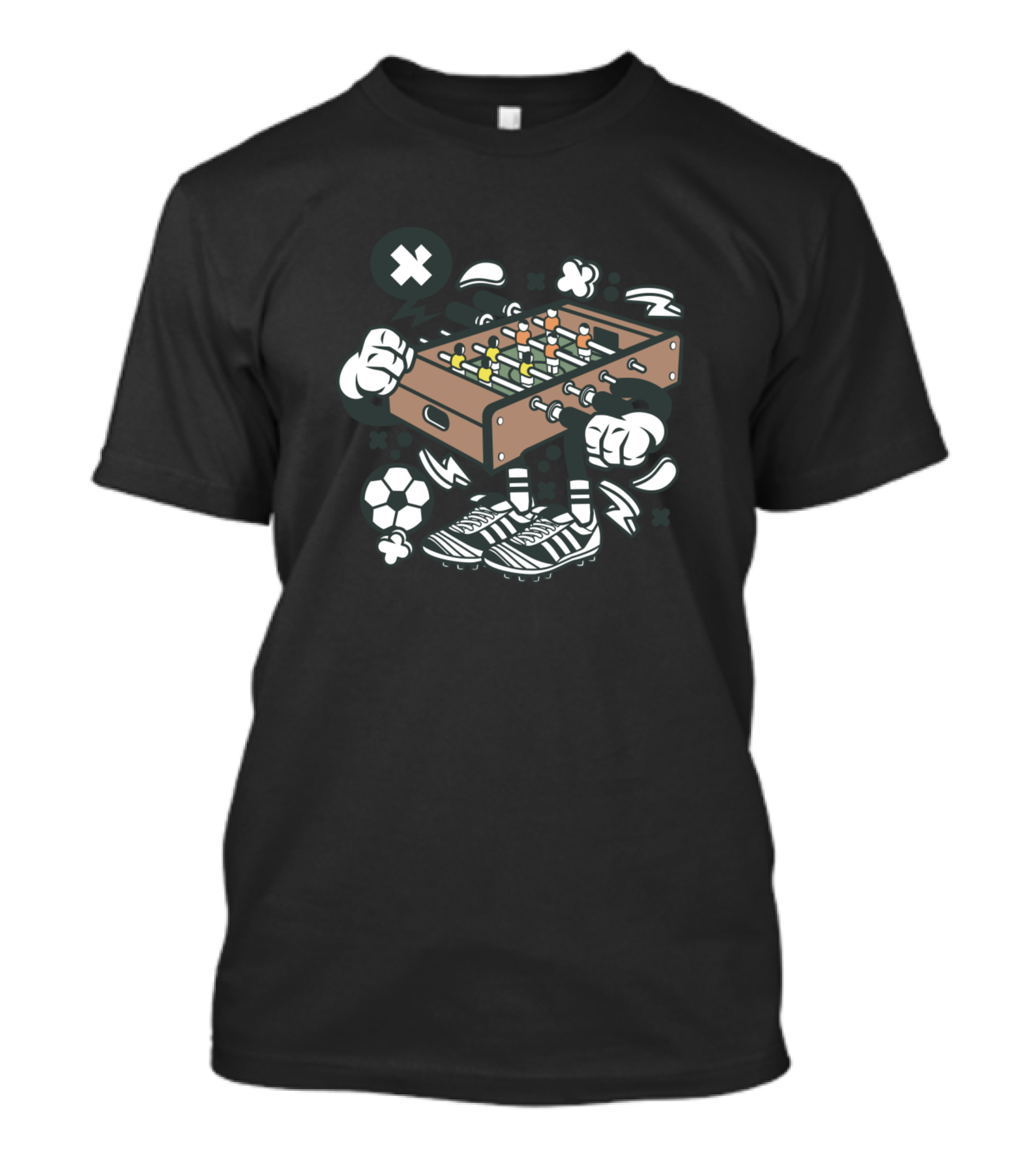 Football Table Kicking Animated Soccer Ball Comics Characters T-Shirt