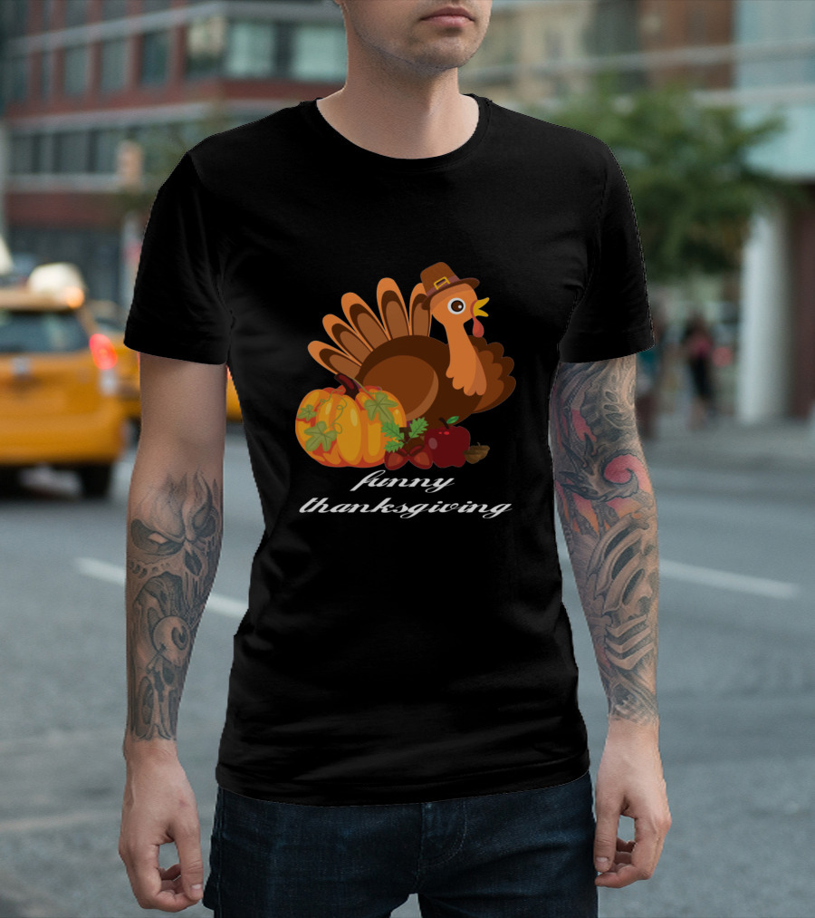 Funny Thanksgiving Turkey Pumpkin Apples T-Shirt