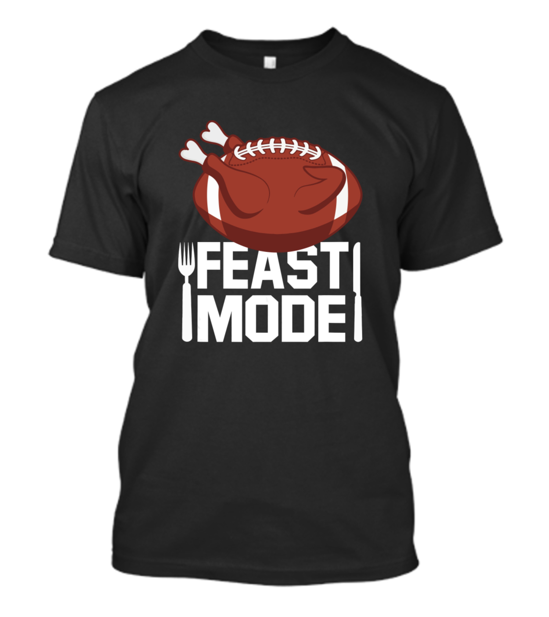 Funny Turkey Feast Mode Football Thanksgiving T-Shirt