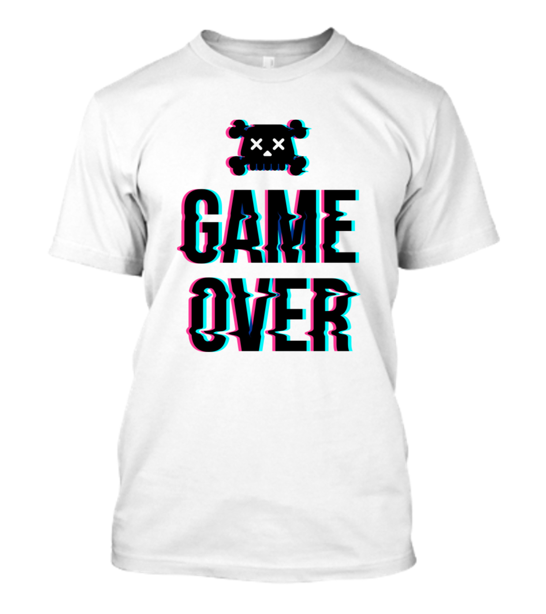 Game Over Glitch Skull T-Shirt