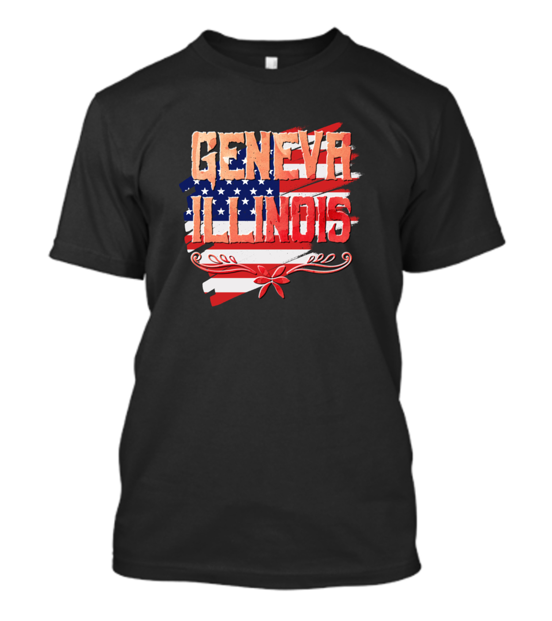 Geneva Illinois American Flag Motif T-Shirt