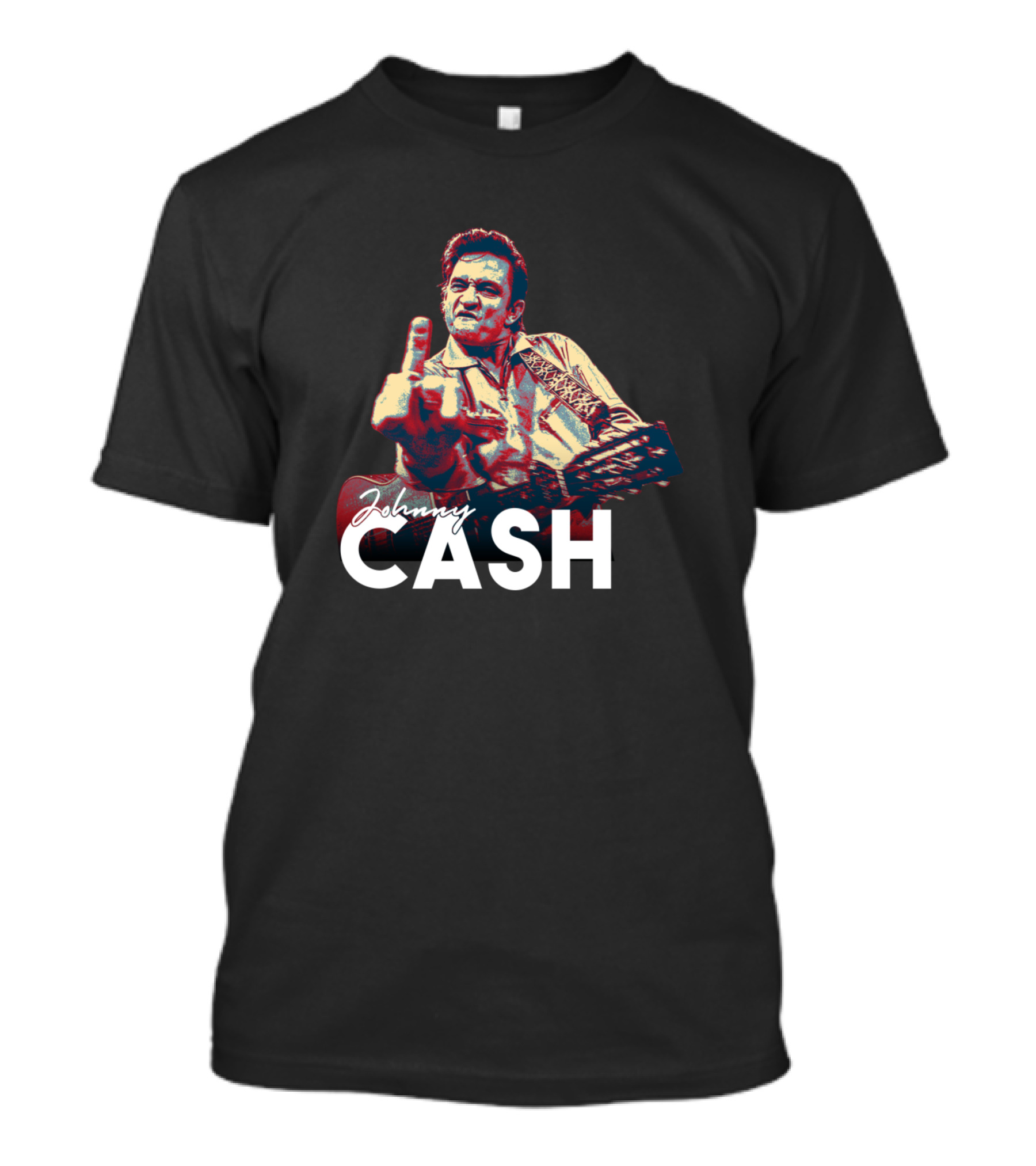 Johnny Cash Middle Finger Guitar Iconic Image T-Shirt