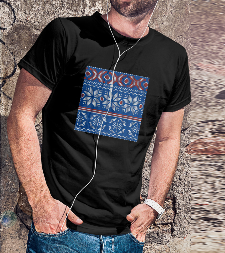 Merry Christmas To Everyone Xmas Tree Santa Claus Nordic Pattern Reindeer Snowflake T-Shirt