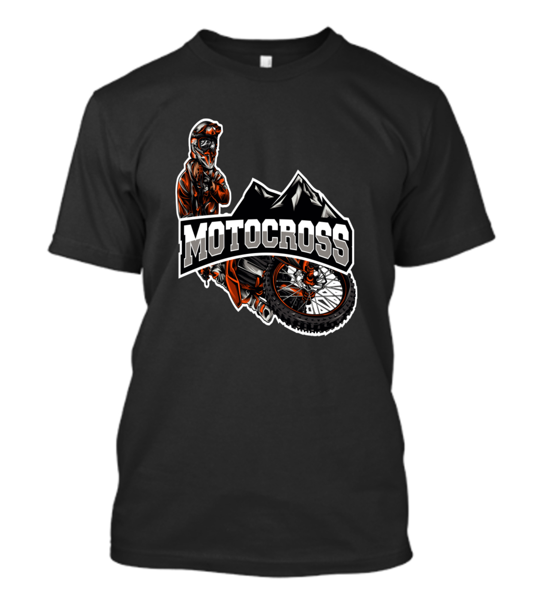 Motocross Racer With Mountain Motif T-Shirt