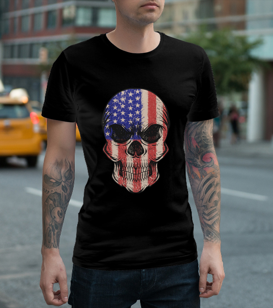 USA Flag Skull T-Shirt