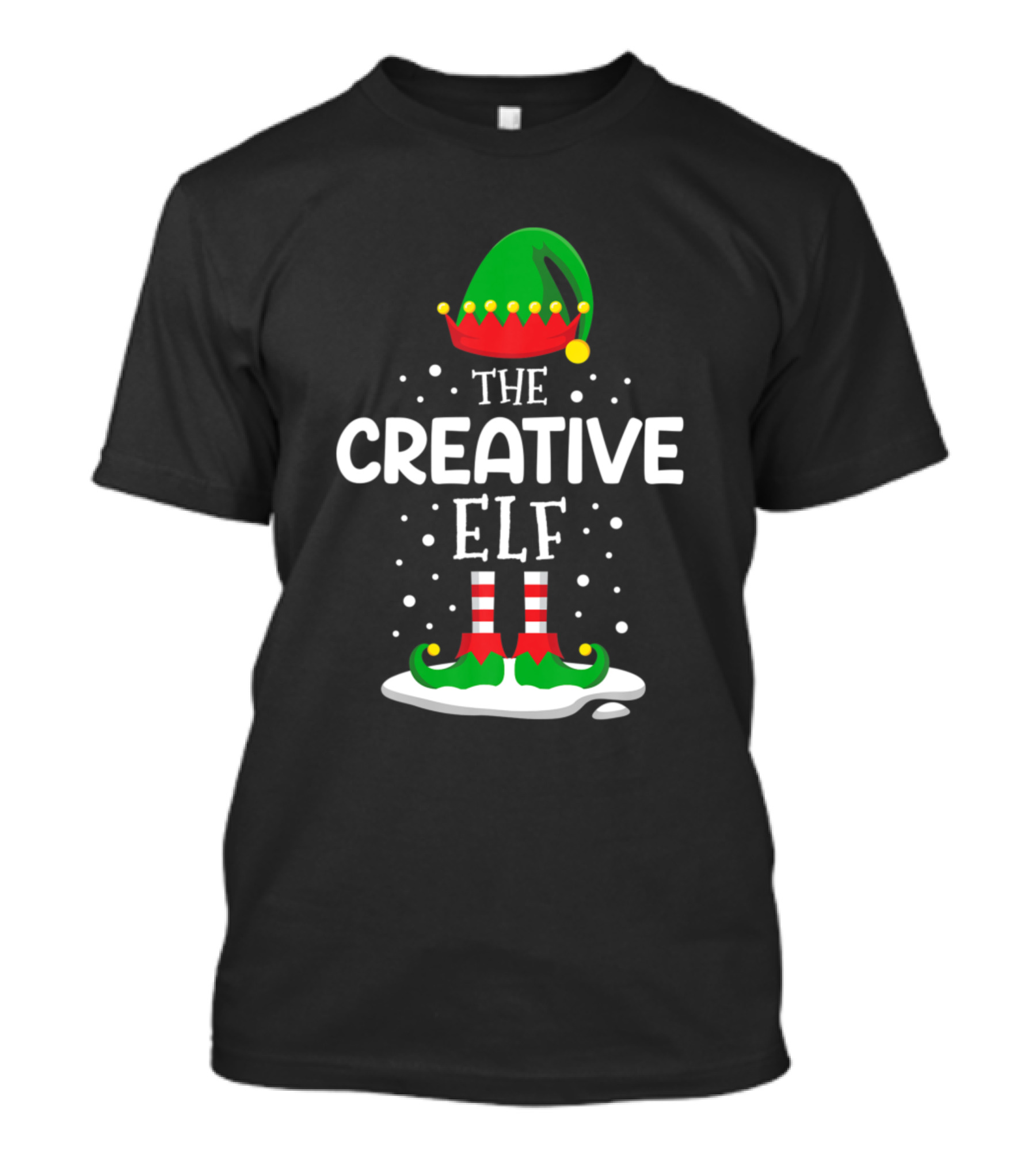 The Creative Elf Festive Elf Hat And Shoes With Snowflakes T-Shirt