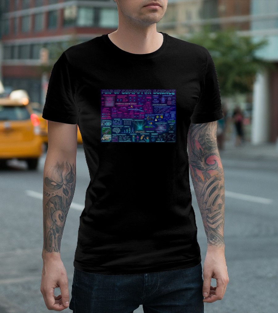 Map of Computer Science Featuring Computational Science Artificial Intelligence Cryptography and Programming Concepts T-Shirt