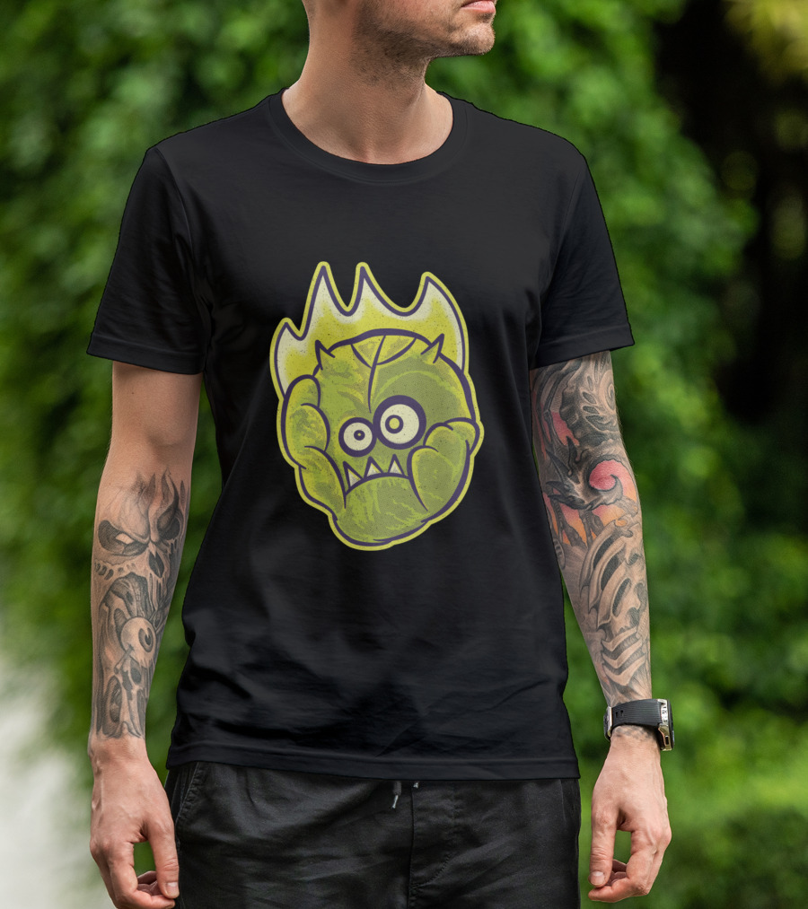 Dave Sprout Of Doom Angry Flaming Cabbage Face T-Shirt