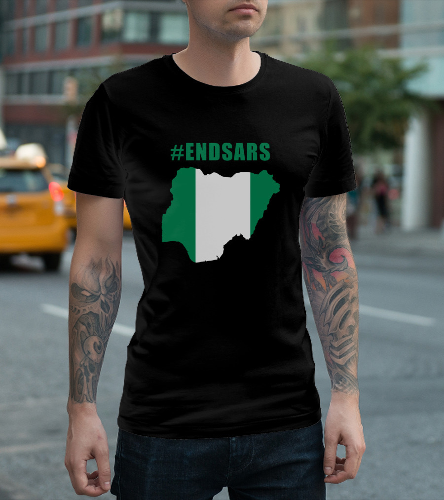 ENDSARS Nigeria Flag Map T-Shirt