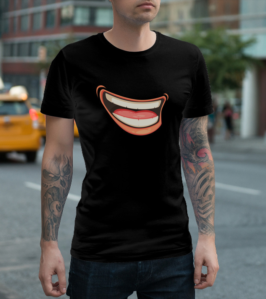 Funny Smile Mask Grinning Cartoon Mouth T-Shirt