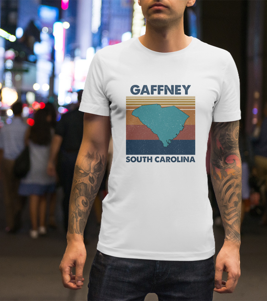 Gaffney South Carolina Retro Vintage Style State Map T-Shirt