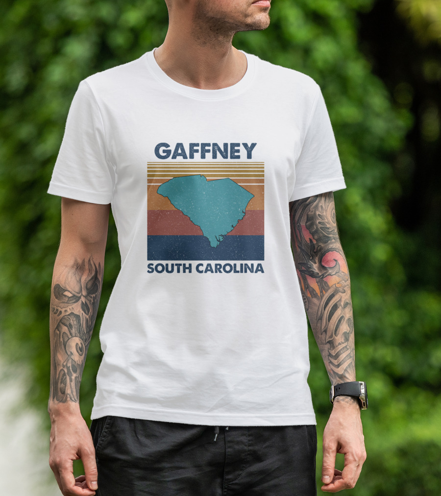 Gaffney South Carolina Retro Vintage Style State Map T-Shirt