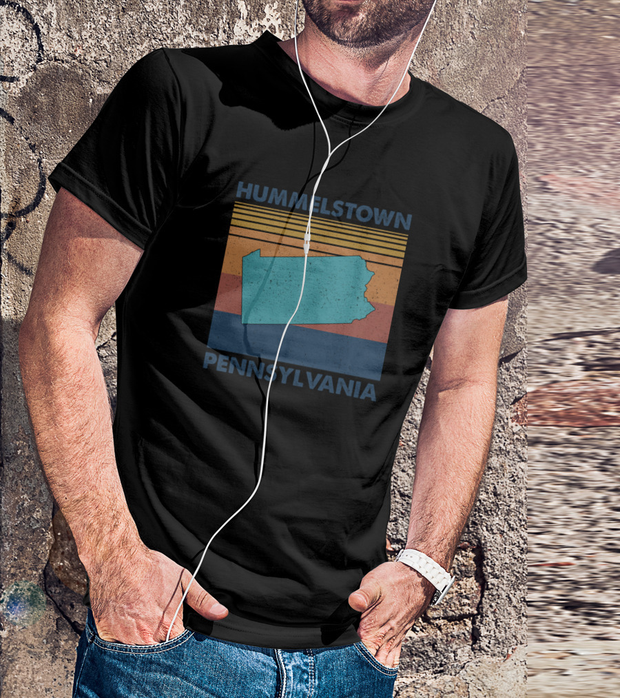 Hummelstown Pennsylvania Vintage Stripe Map T-Shirt