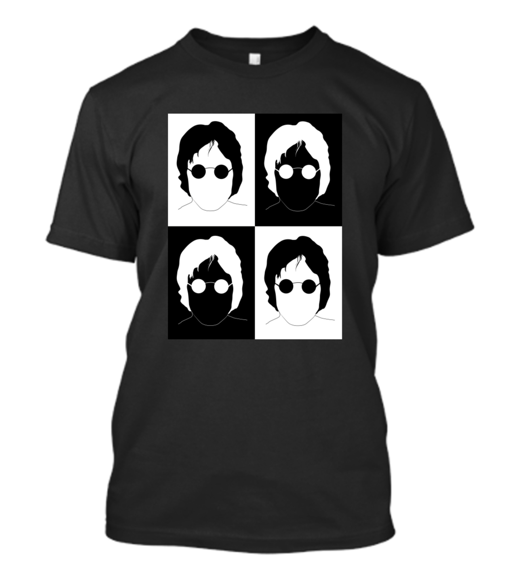 John Lennon Black And White Silhouette Grid T-Shirt