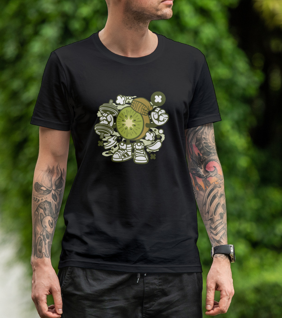 Kiwi Style Pop Culture And Animated Comics Character Elements T-Shirt