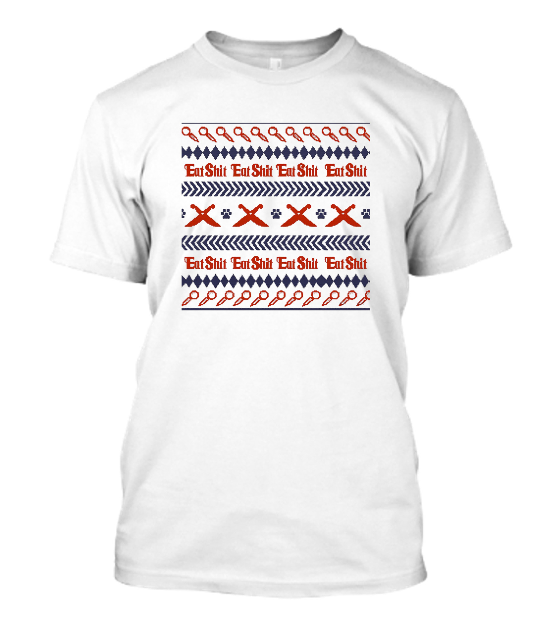 Knivesout Eat Shit Red And Blue Scissors T-Shirt