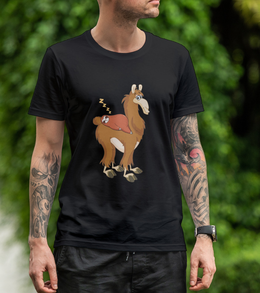 Llama With Sleeping Sloth Funny Llama Sloth Zzzz T-Shirt