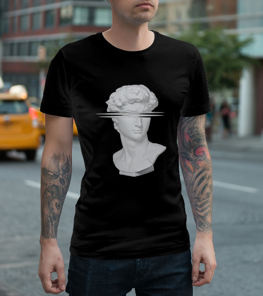 Sculpture Face Distorted David White Bust T-Shirt