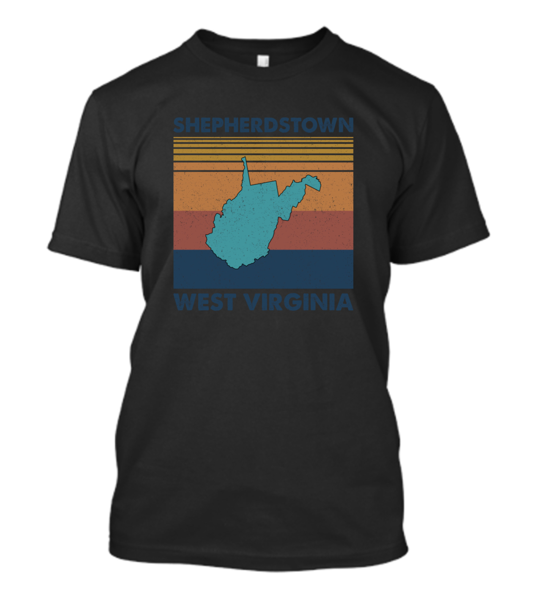 Shepherdstown West Virginia Retro Stripes State Outline T-Shirt