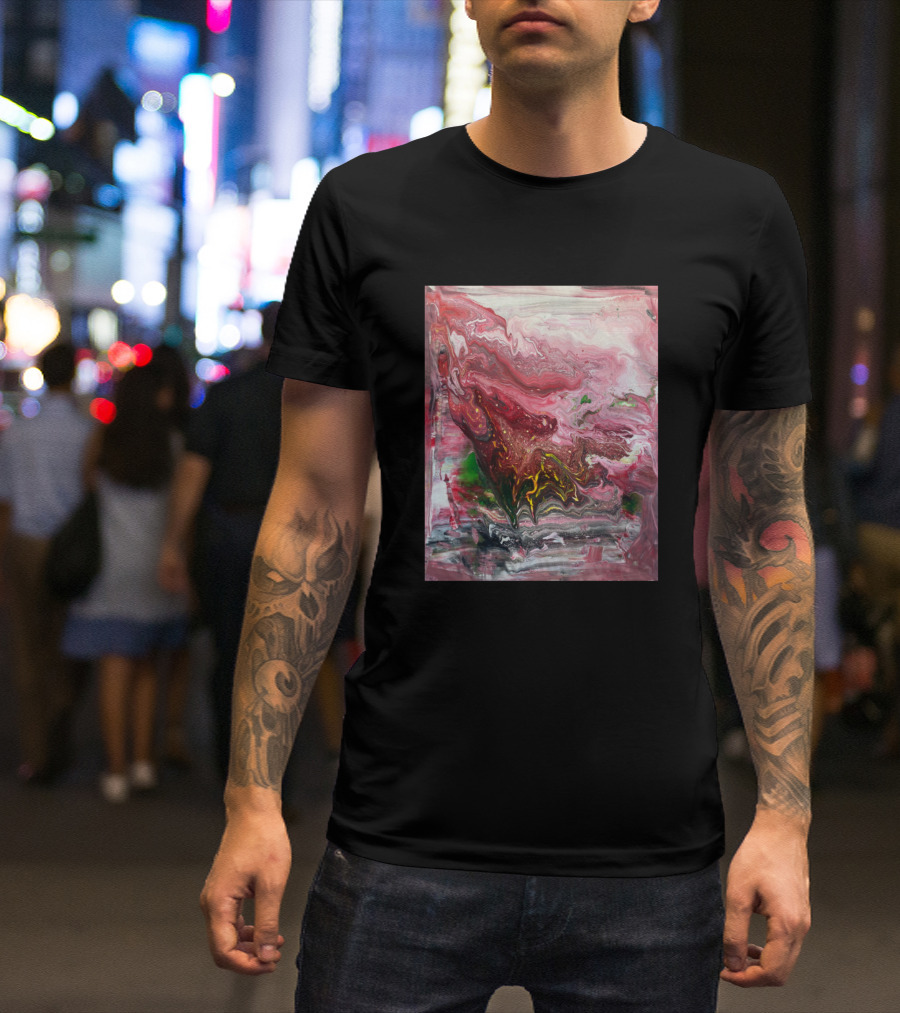Summer Fire Abstract Fluid Red And Green Marble T-Shirt