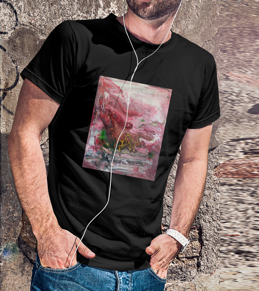 Summer Fire Abstract Fluid Red And Green Marble T-Shirt