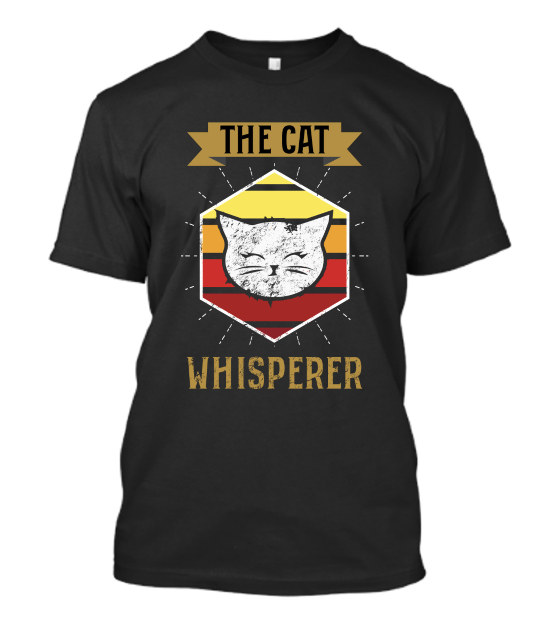 The Cat Whisperer Vintage Sunset Hexagon Kitty T-Shirt