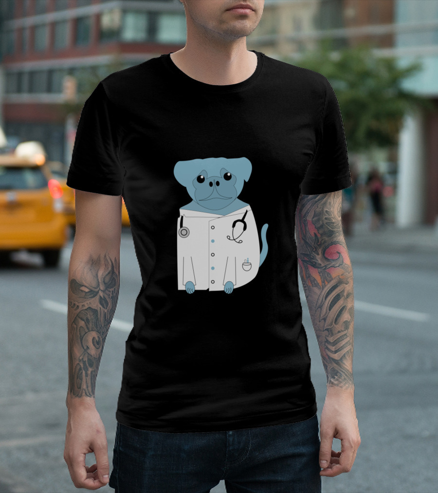 Trust Me I'm A Dogtor Pug In Medical Outfit With Stethoscope T-Shirt