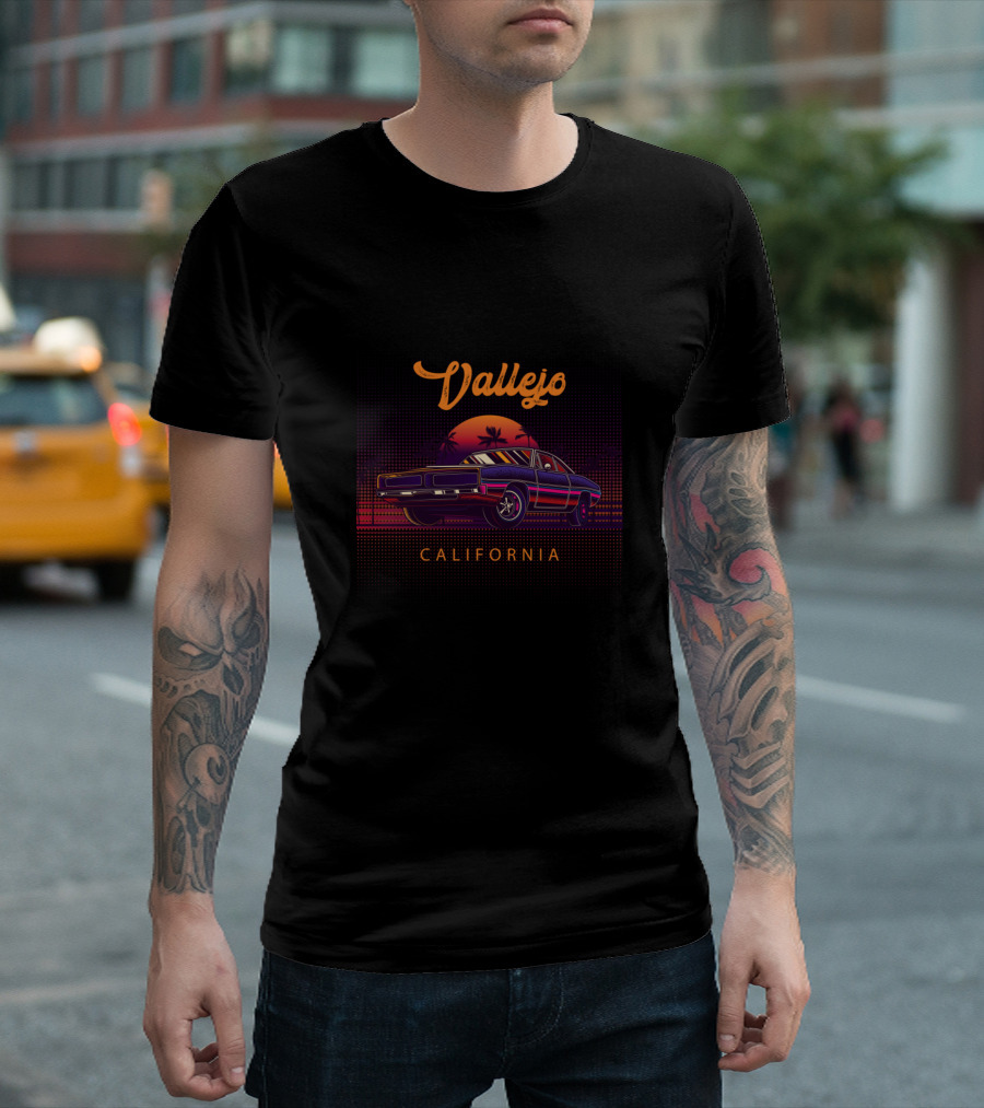 Vallejo California Vintage Muscle Car Sunset Retro Palm Trees T-Shirt