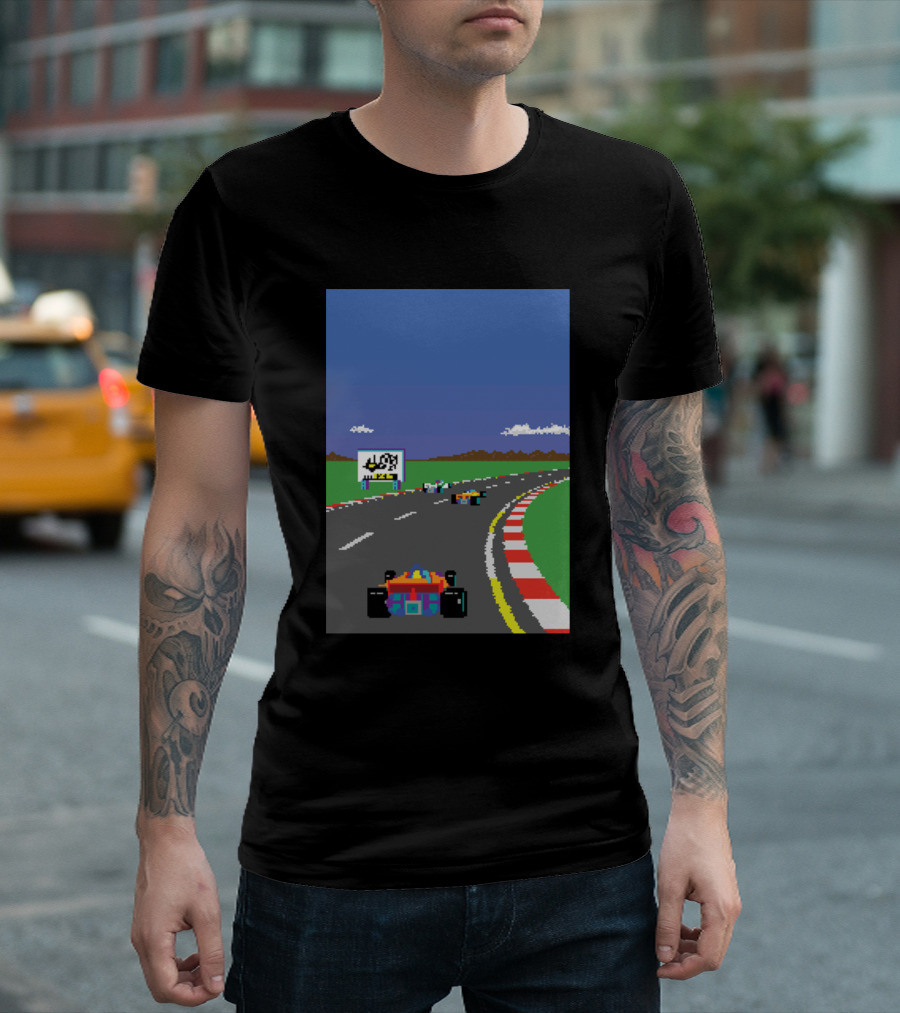 Vintage Videogame Racing Retro Pixel Cars on Track T-Shirt