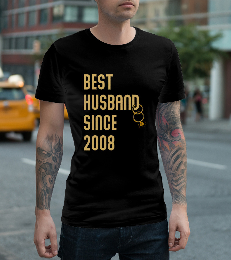 Best Husband Since 2008 Wedding Anniversary Him Cute Couple T-Shirt