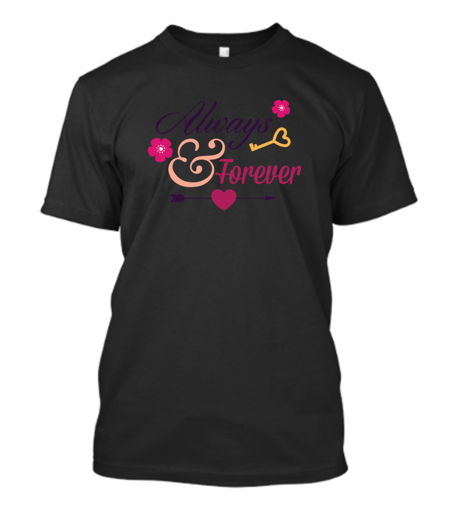 Always And Forever Key Heart Flowers T-Shirt