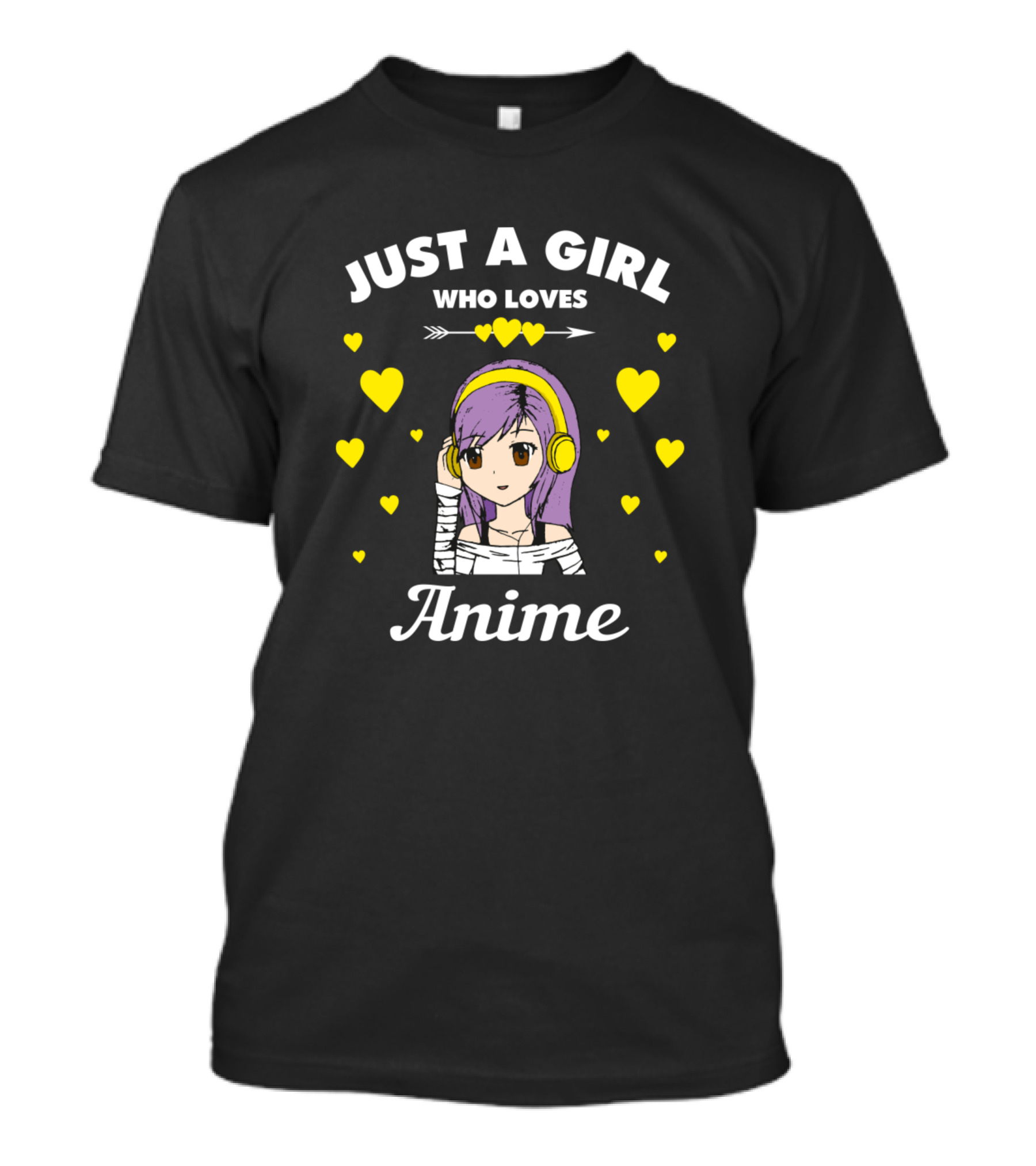 Just A Girl Who Loves Anime Kawaii Anime Girl With Hearts T-Shirt