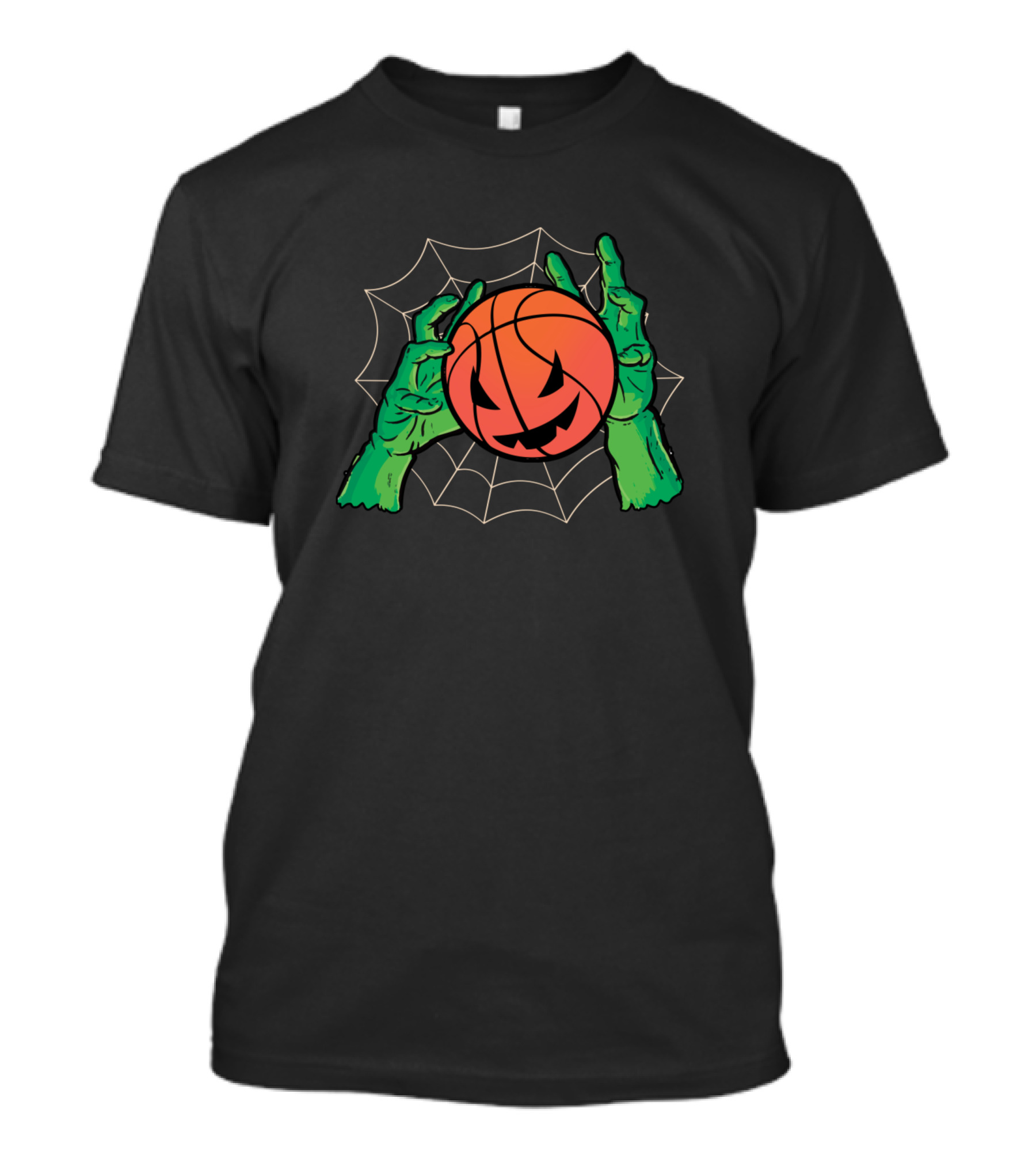 Spider Web Halloween Basketball Zombie Hands T-Shirt