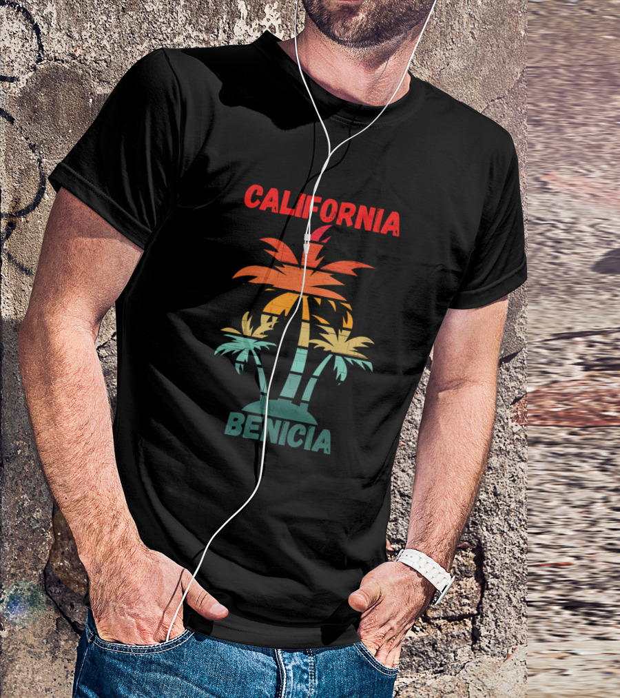 Benicia California Vintage Palm Trees Retro Sunset T-Shirt