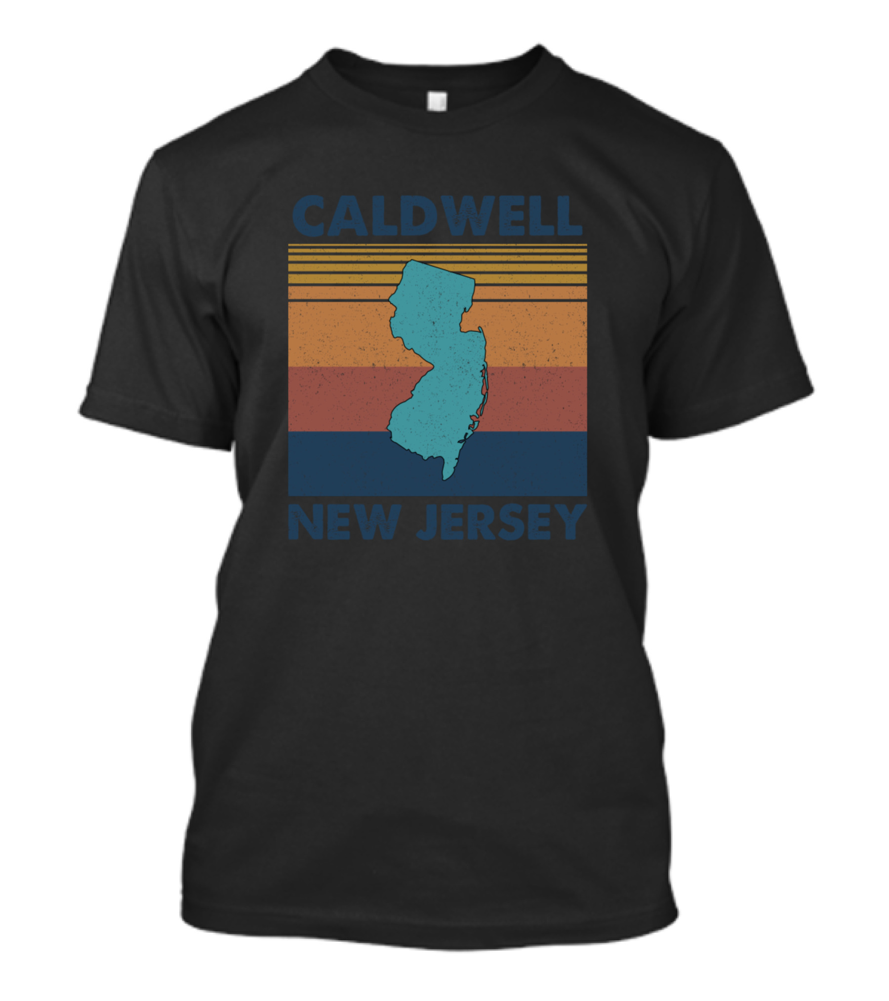 Caldwell New Jersey Retro Striped Map T-Shirt