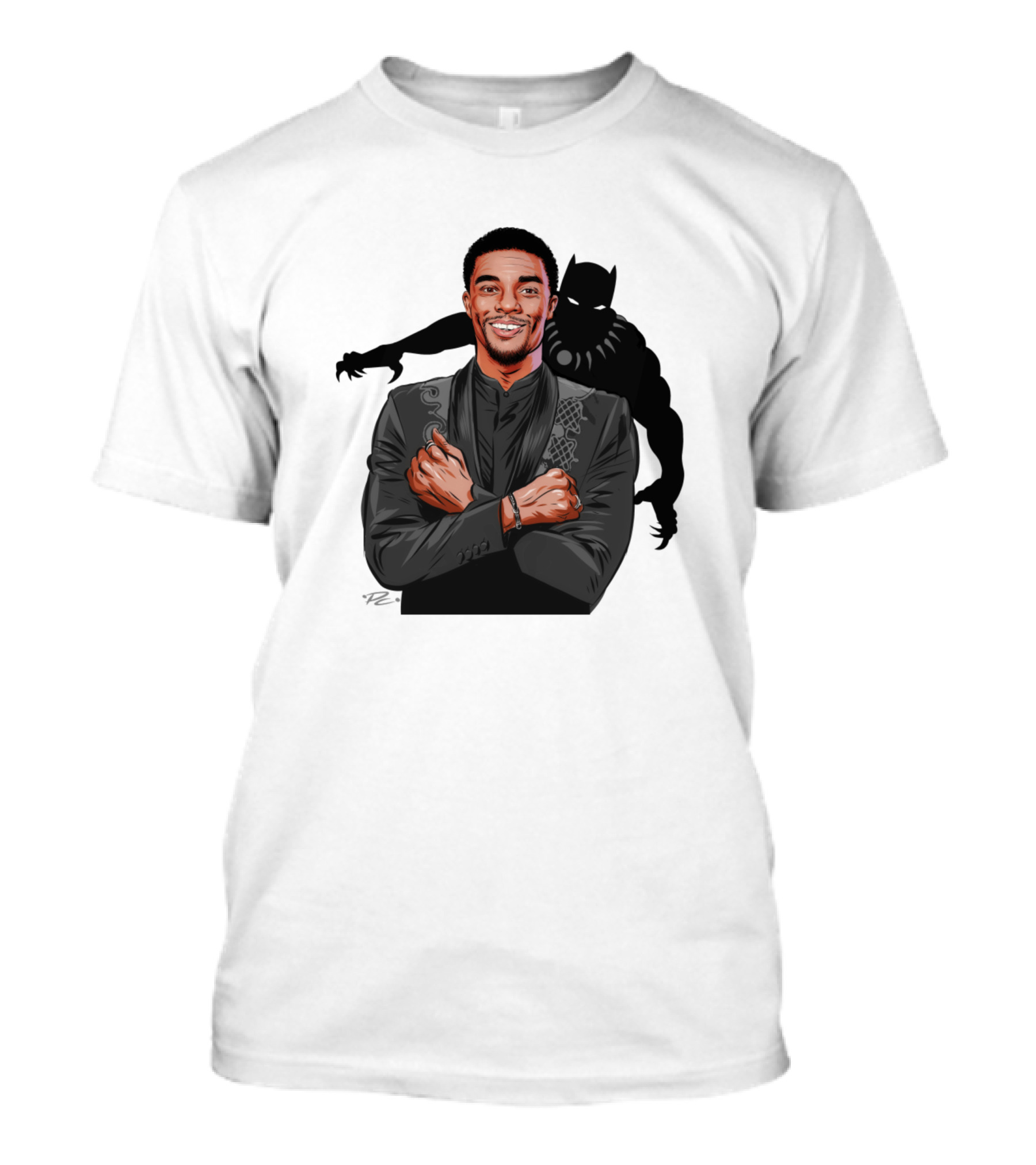 Chadwick Boseman With Panther Silhouette By Paul Cemmick T-Shirt