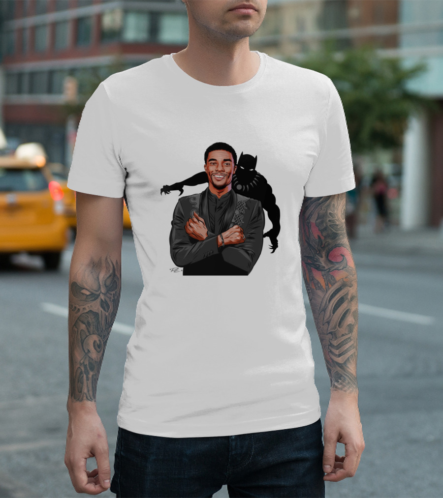 Chadwick Boseman With Panther Silhouette By Paul Cemmick T-Shirt