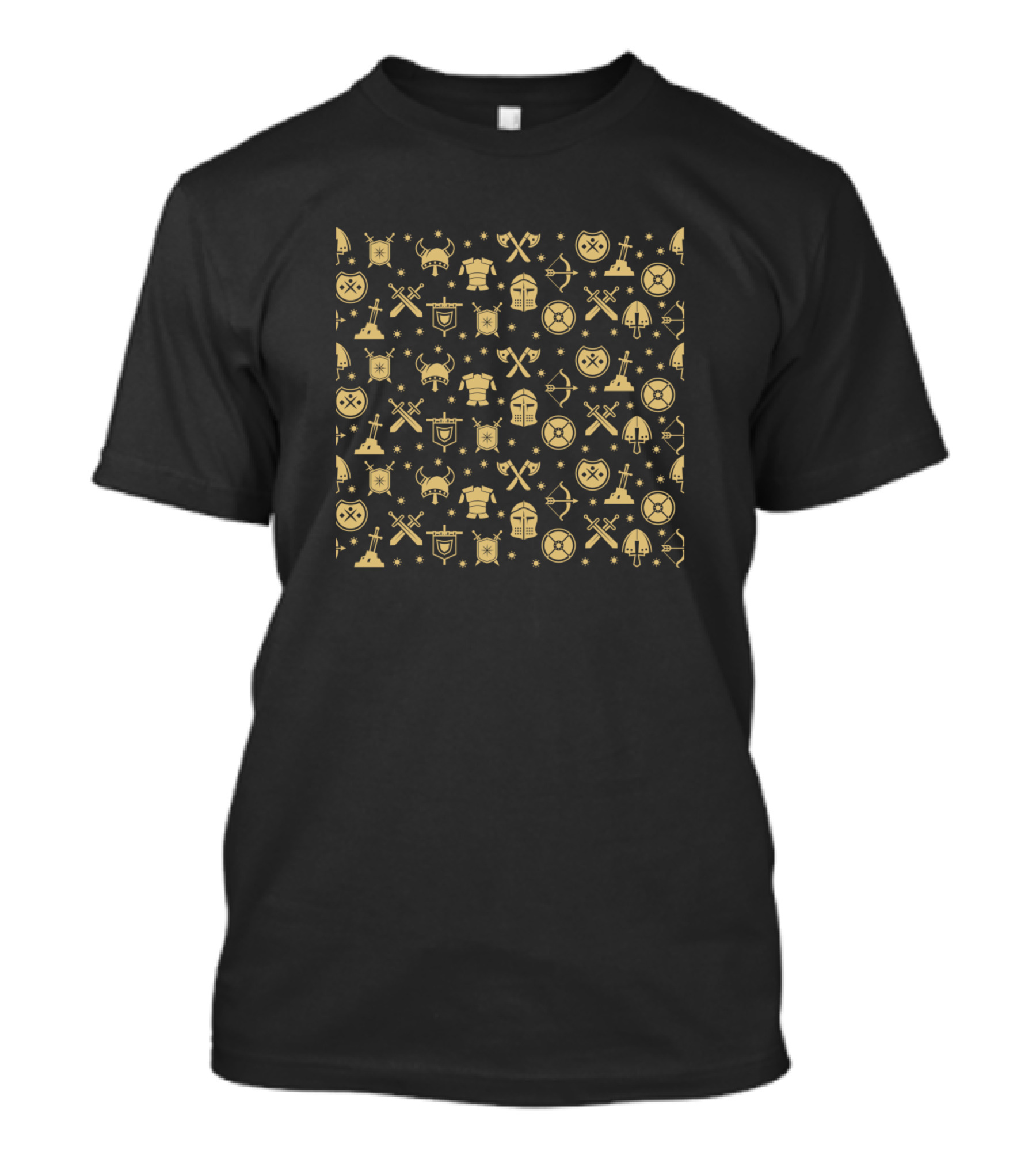 Cool Warriors Shield Sword Helmet Icons T-Shirt