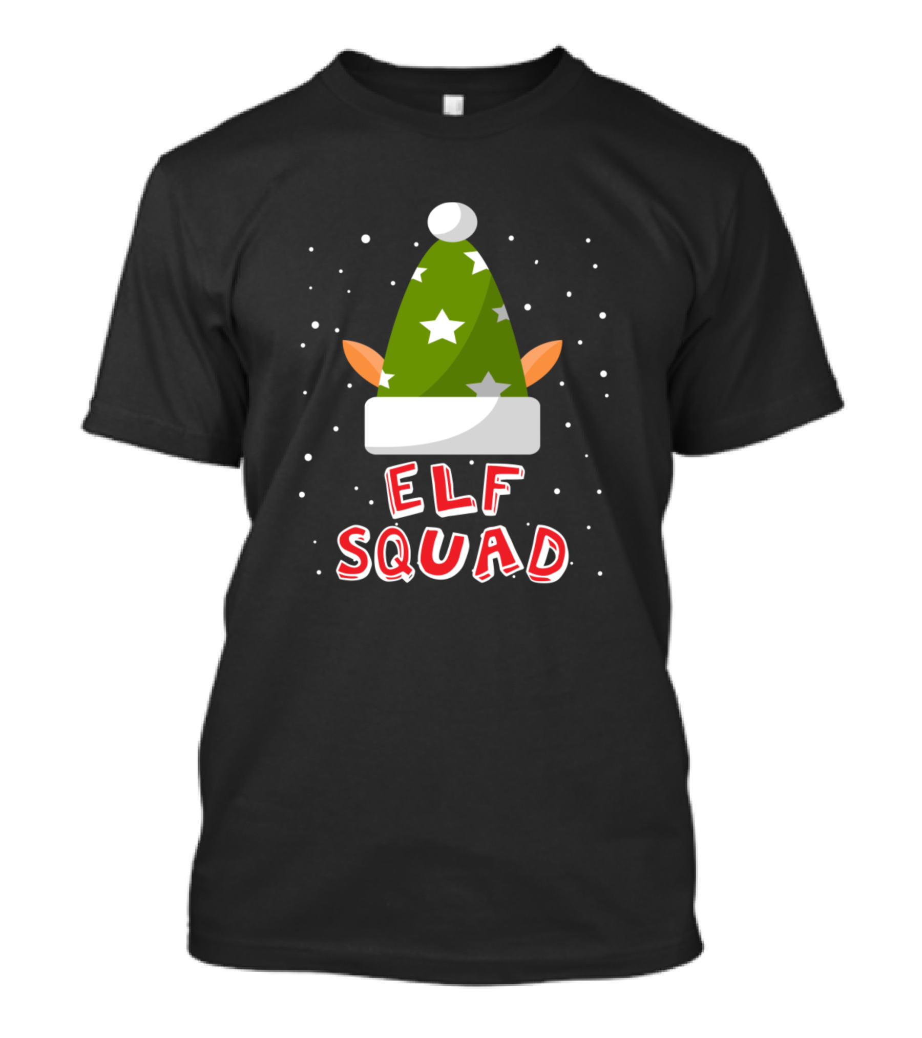 Elf Squad Festive Green Hat With Stars And Ears T-Shirt