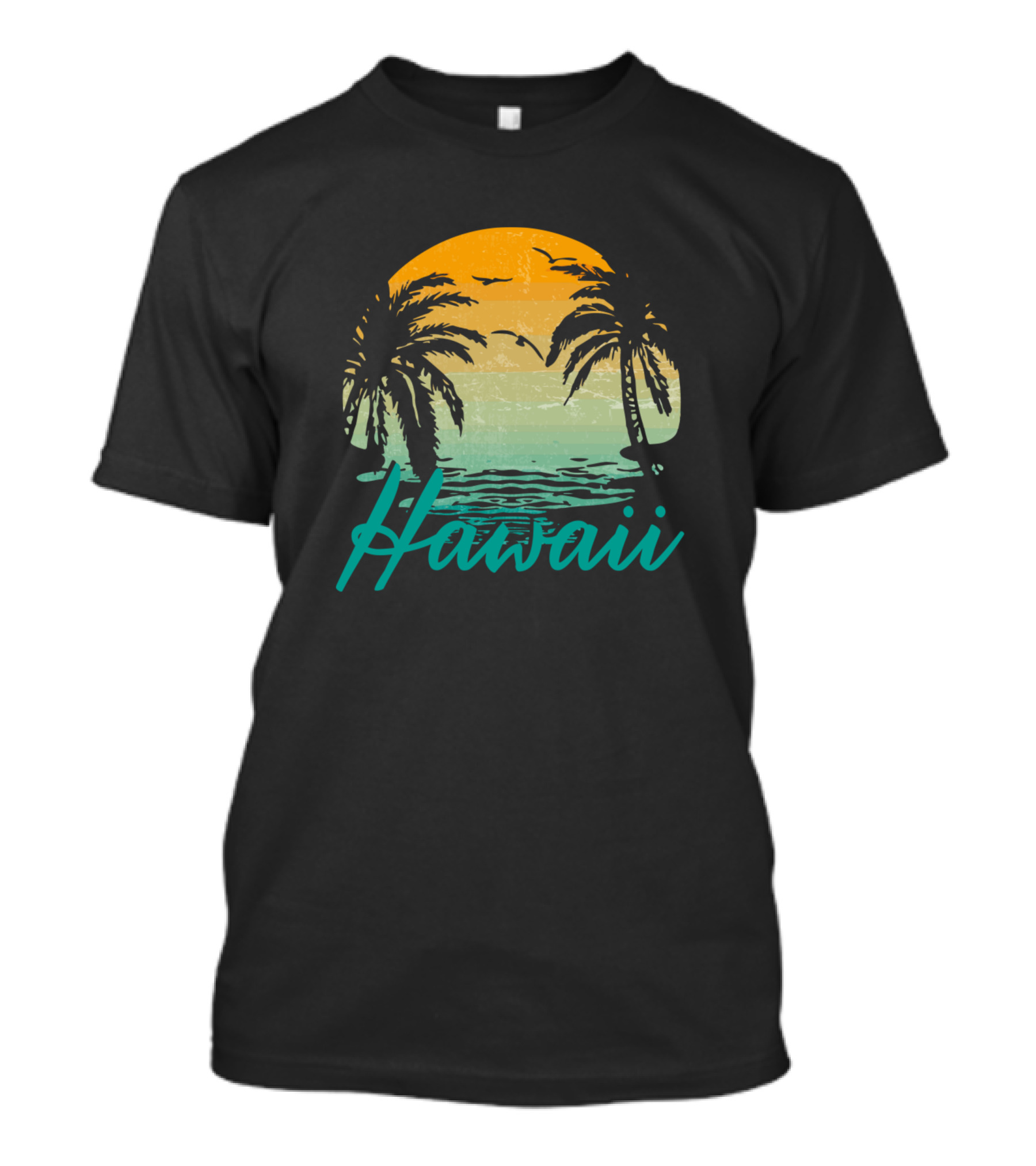 Hawaii Sunset Palm Trees And Ocean Vintage T-Shirt