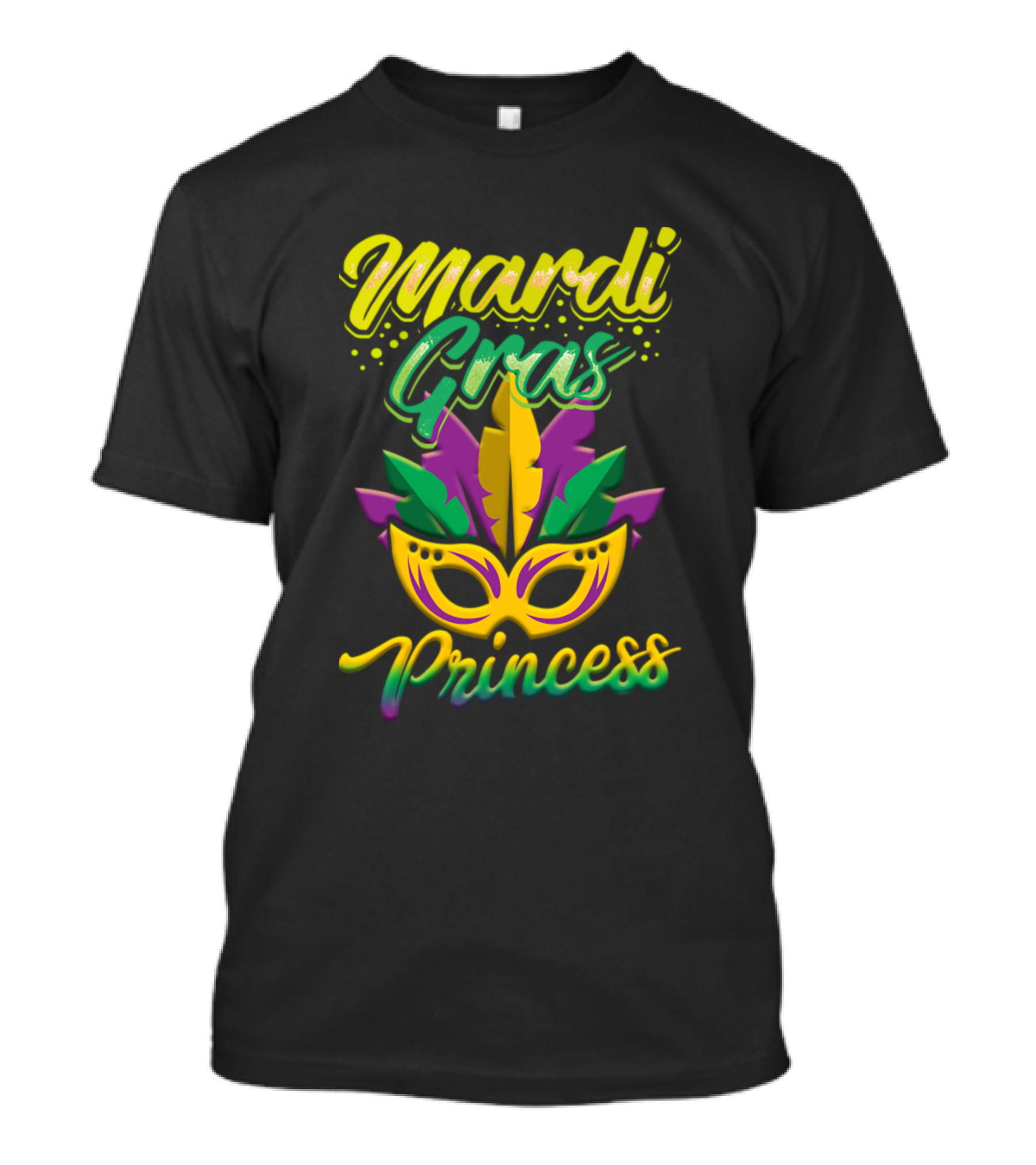 Mardi Gras Princess Colorful Feather Mask T-Shirt