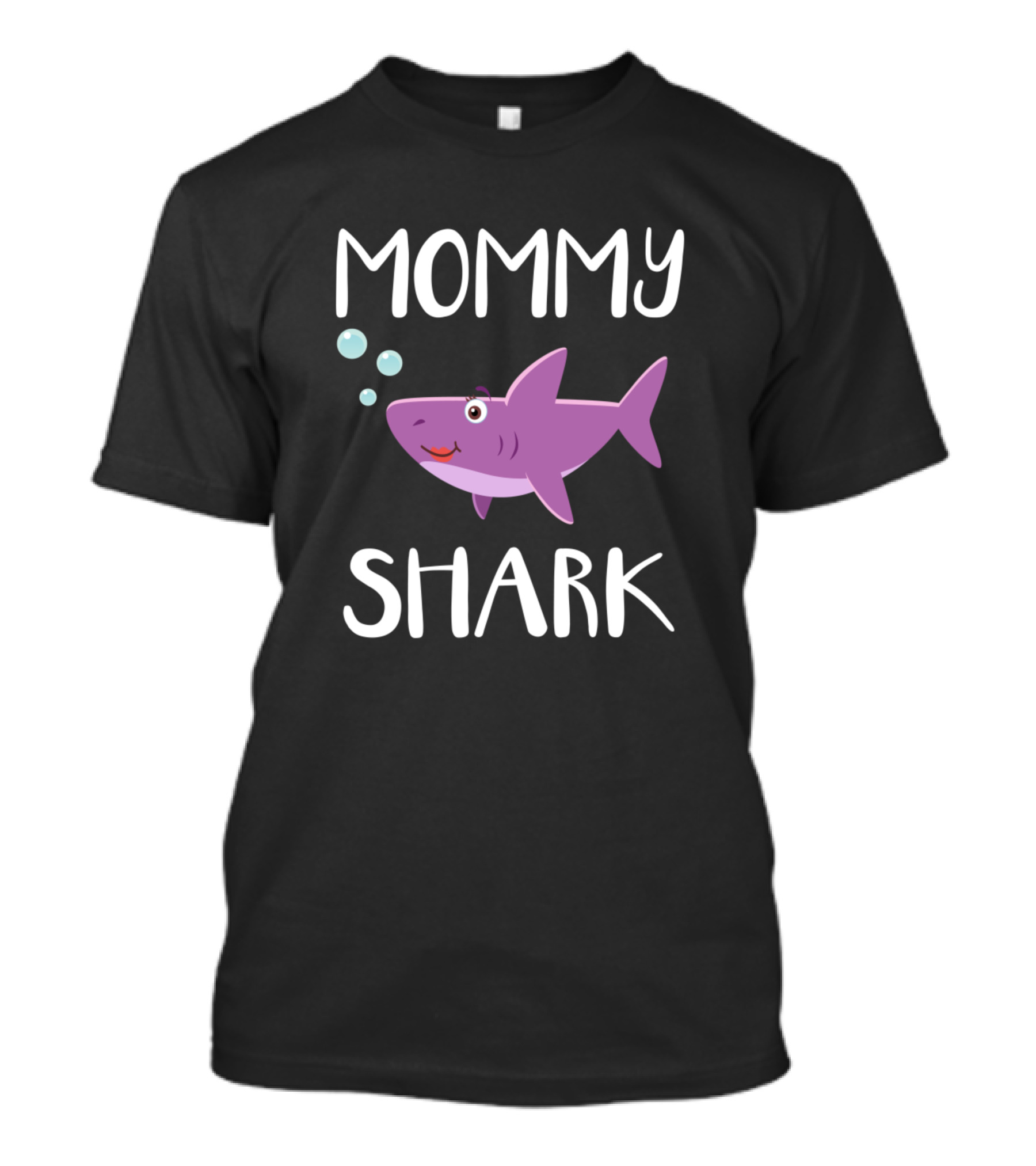 Mommy Shark Purple Cartoon With Bubbles T-Shirt