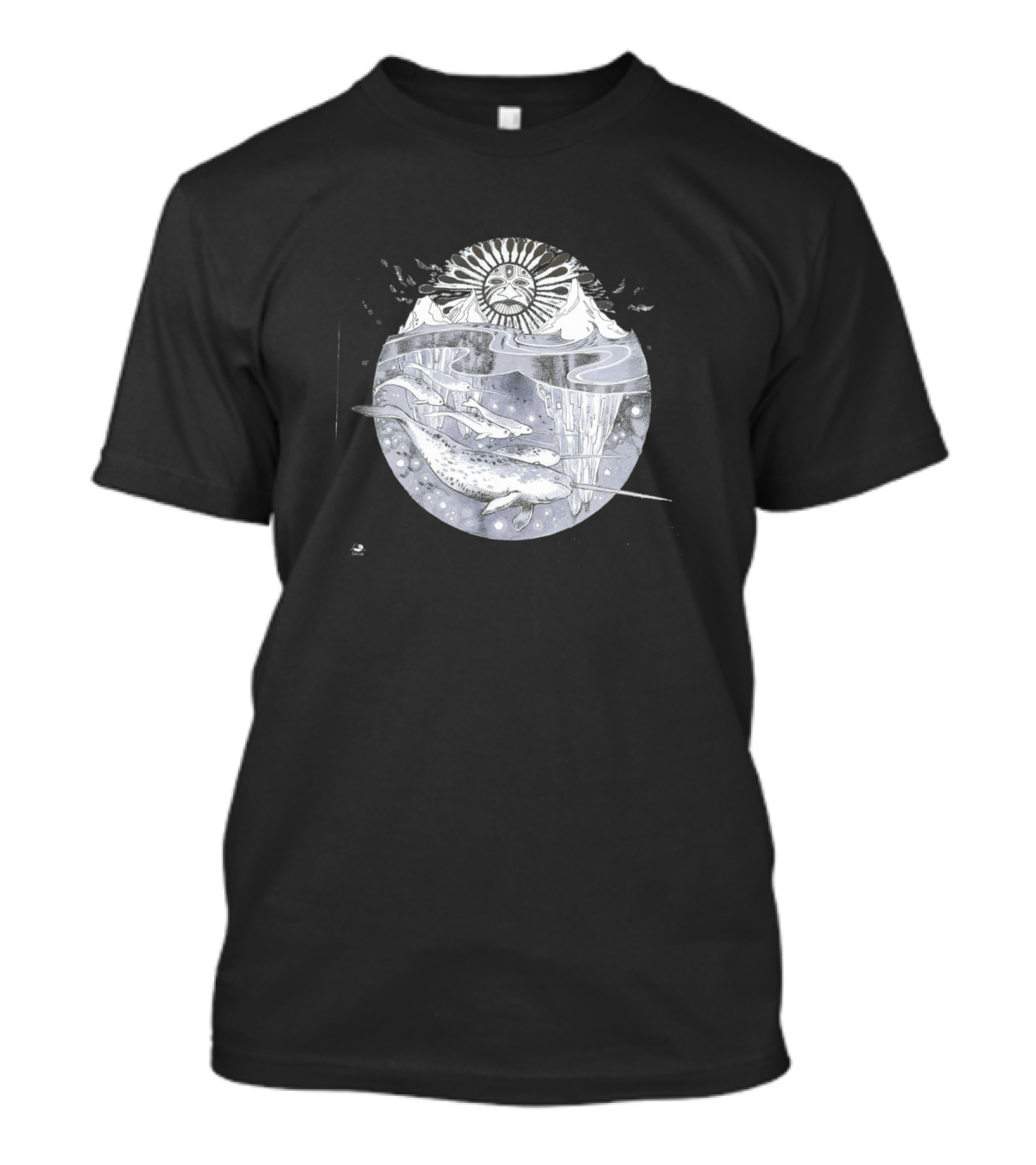 Sun And Narwhal Under Arctic Waters T-Shirt