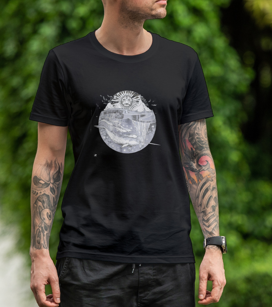 Sun And Narwhal Under Arctic Waters T-Shirt