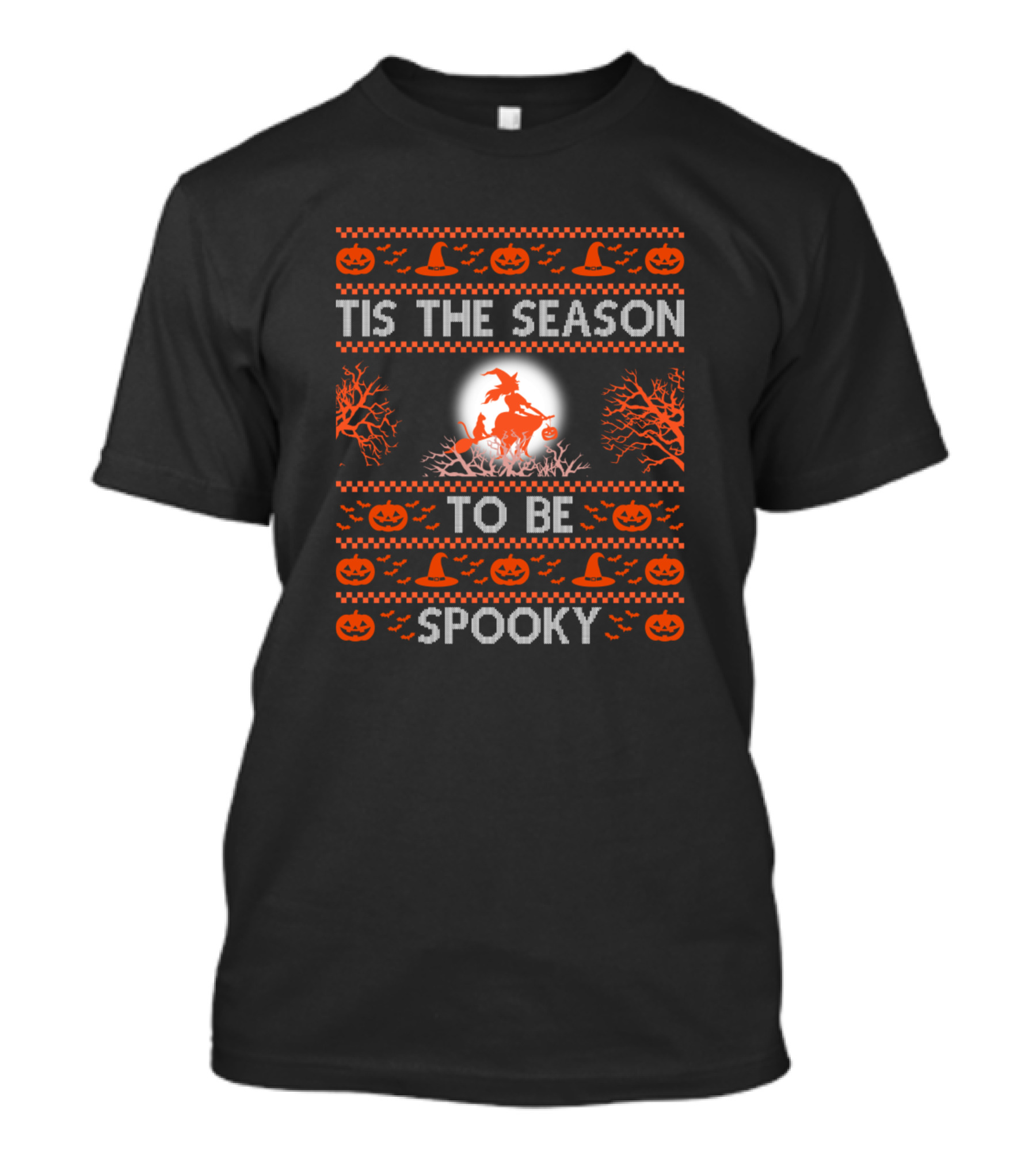 Tis The Season To Be Spooky Witch Broomstick Jack-o'-Lantern Halloween T-Shirt