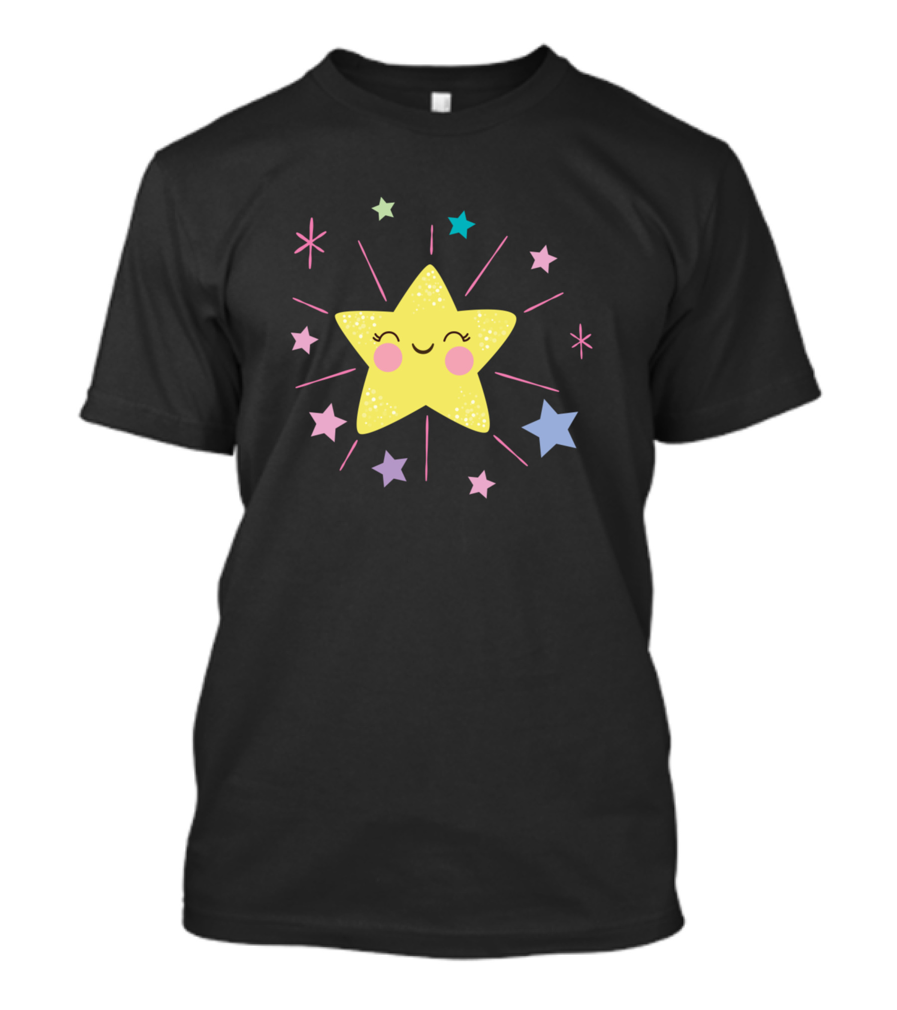 Adorable Baby Star Cute Happy Yellow Smiling Star Surrounded By Colorful Sparkles T-Shirt