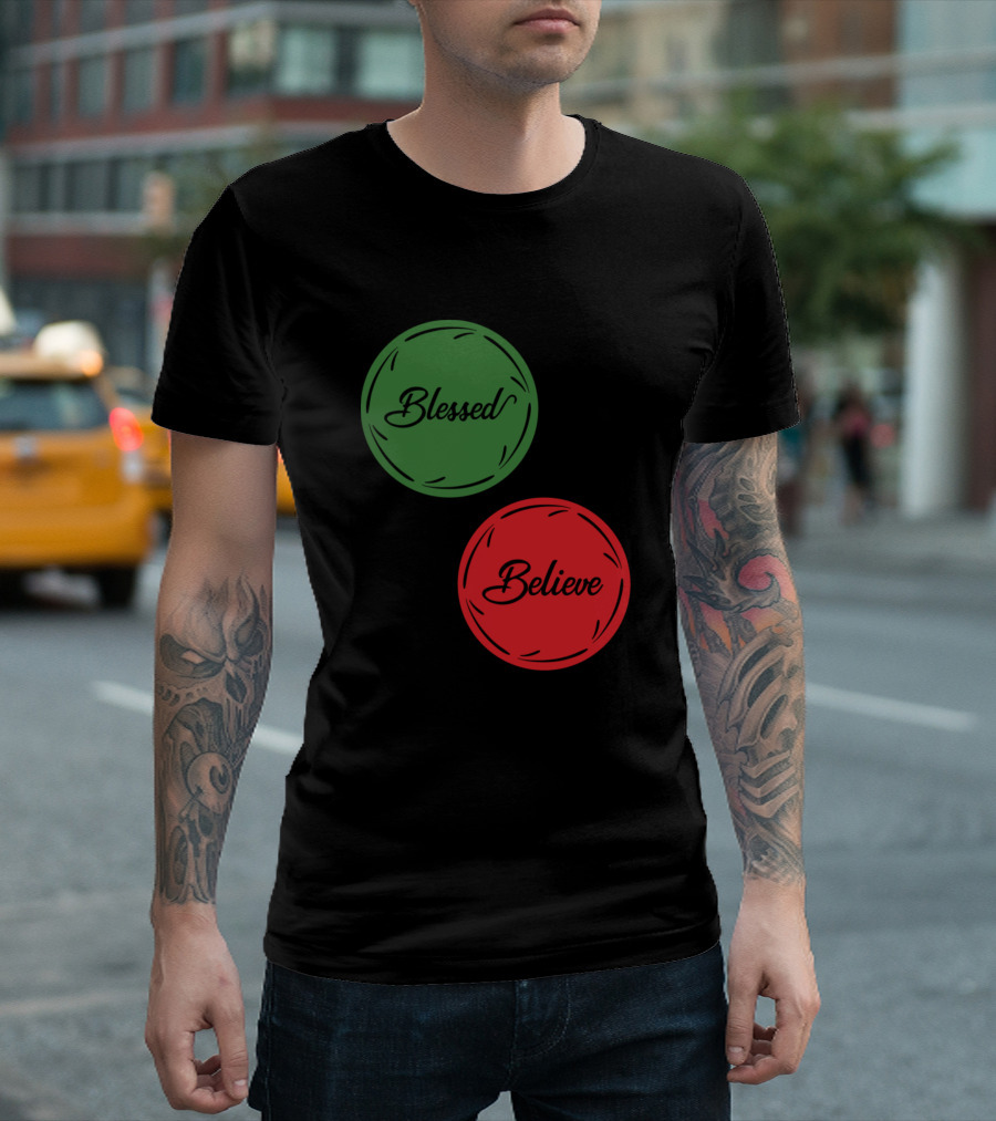 Blessed Believe Green and Red Circles T-Shirt